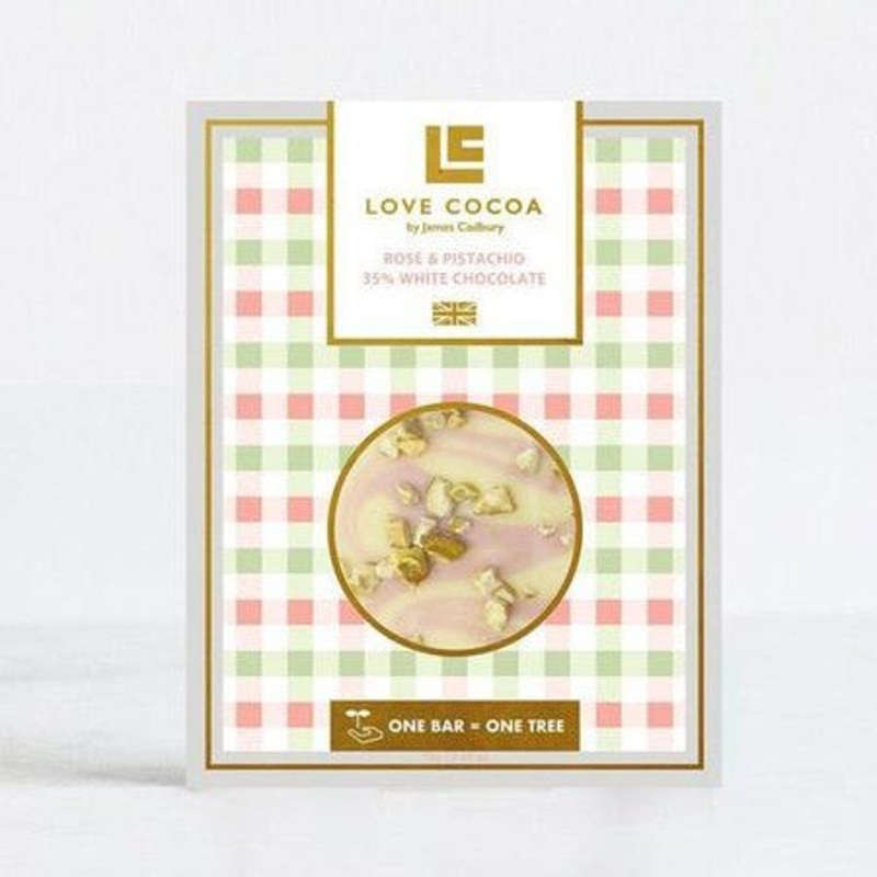 Rose and Pistachio 35% White Chocolate Bar