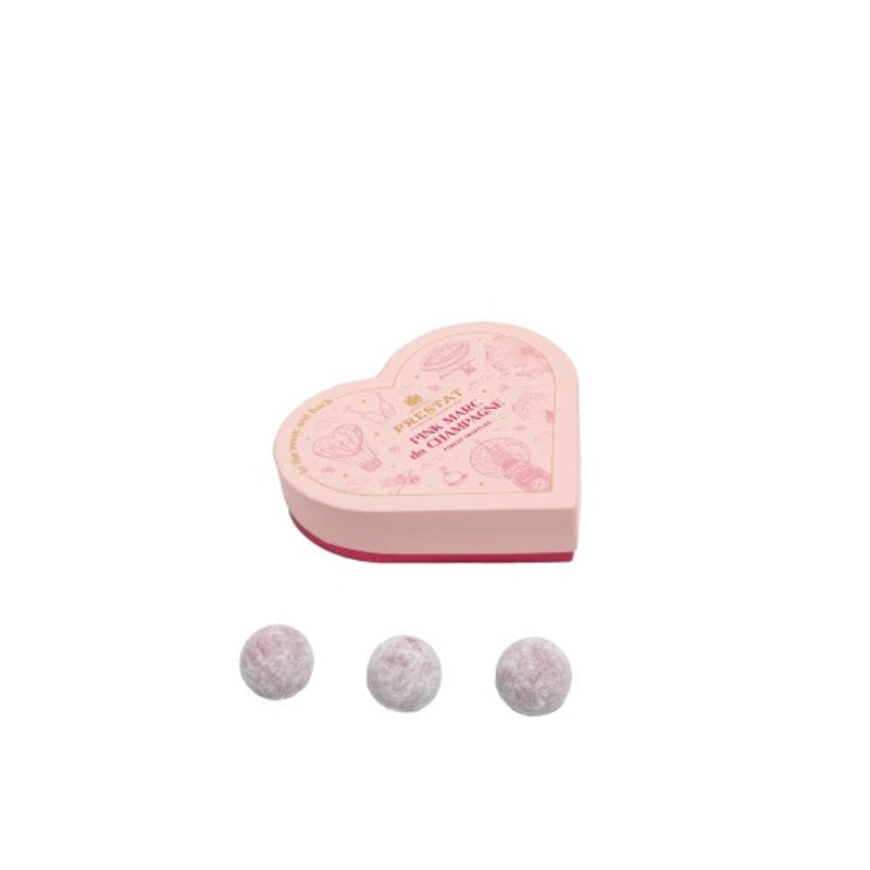 Pink Marc de Champagne Truffles Heart Gift Box