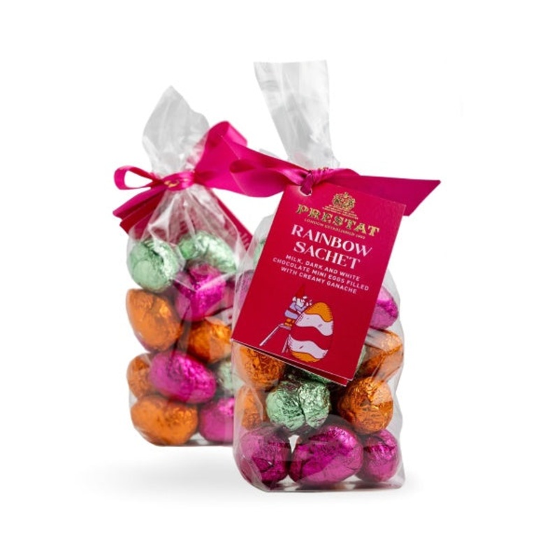 Rainbow Sachet Milk, Dark and White Chocolate Ganache Filled Mini Eggs Bag