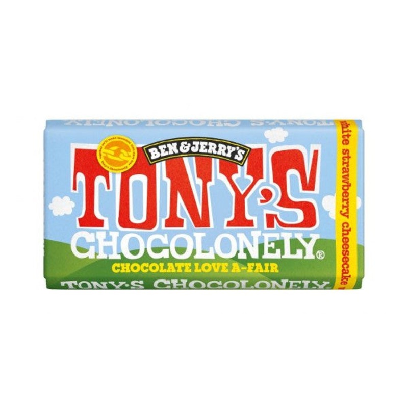 Tonys Ben & Jerry's Strawberry Cheesecake White Chocolate Bar