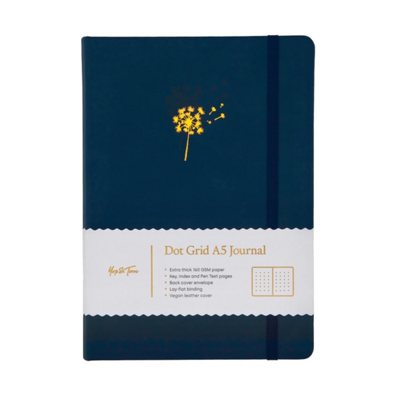 Midnight Blue Dandelion A5 Dot Grid Journal