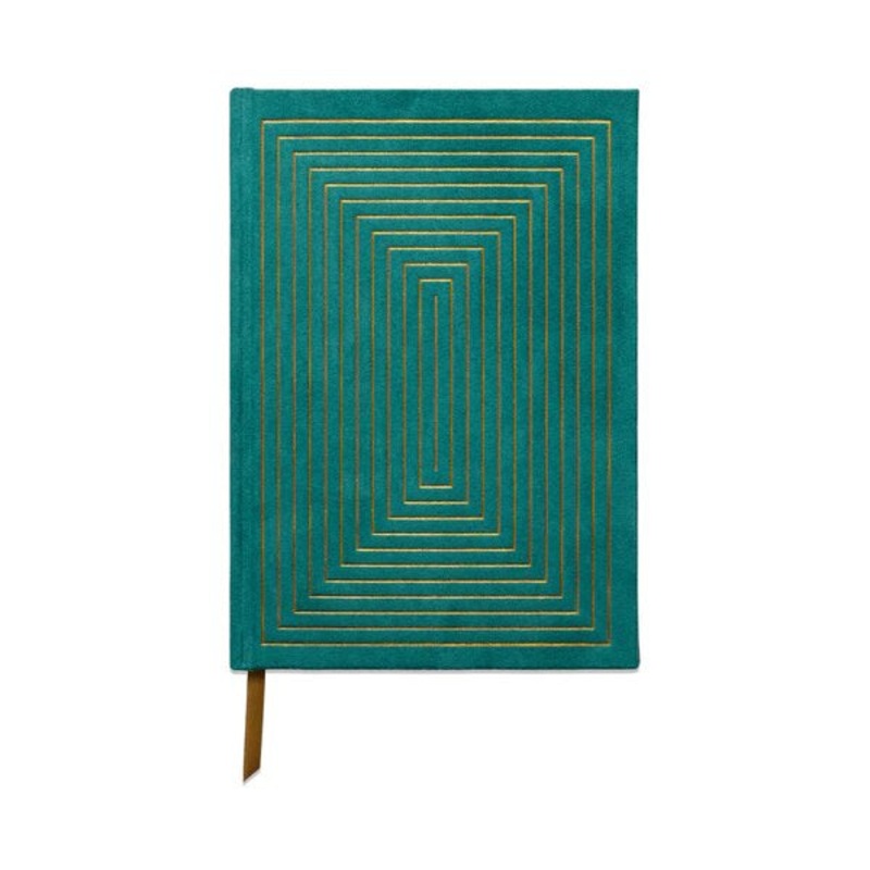 Hardcover Suede Linear Boxes Green Journal