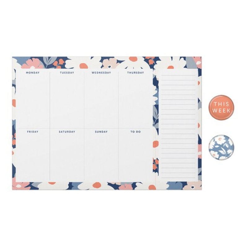 Navy Daisy Weekly Planner Pad