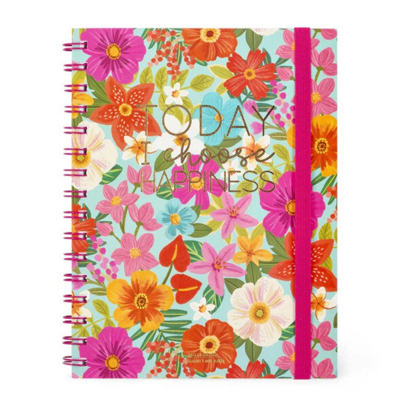 Floral I Choose Happiness A5 Spiral Bound Lined Notebook