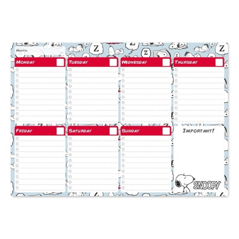 Snoopy Rebel With Paws A4 Weekly Planner Notepad