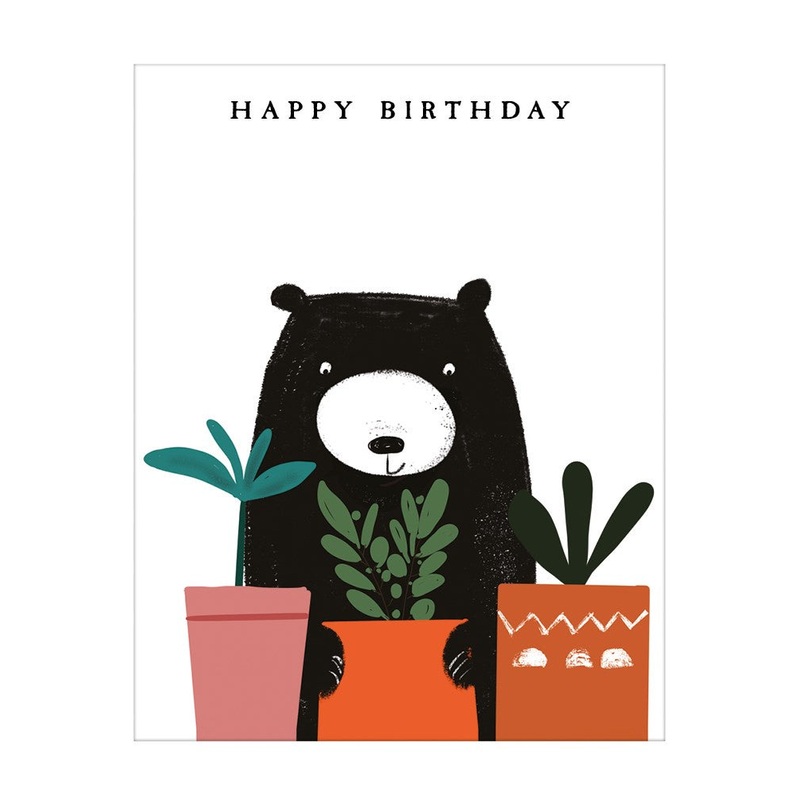 Bear and Plant Pots Birthday Card
