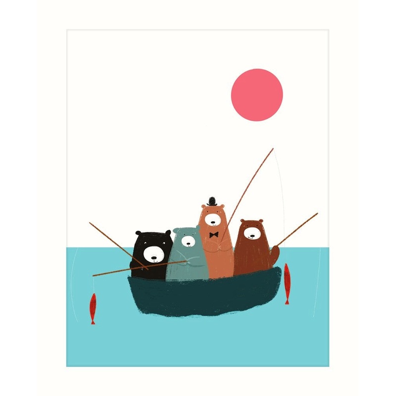 Bears in Fishing Boat Card