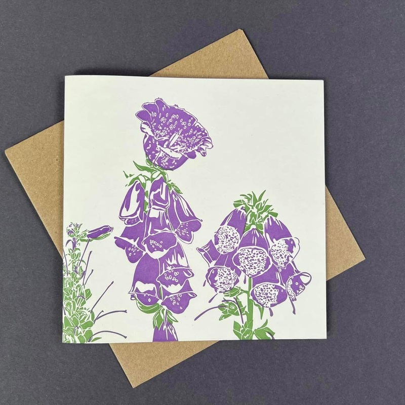 Foxglove Letterpress Card