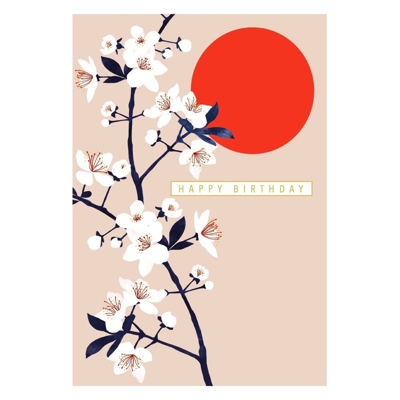 Happy Birthday Large Floral Red Sun Card