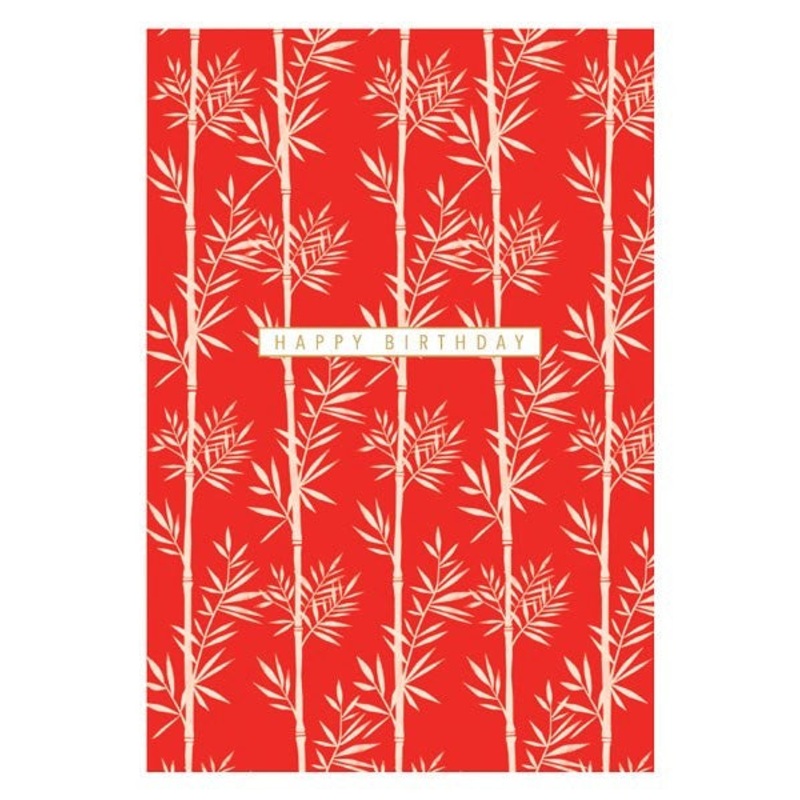 Happy Birthday Red Bamboo Card