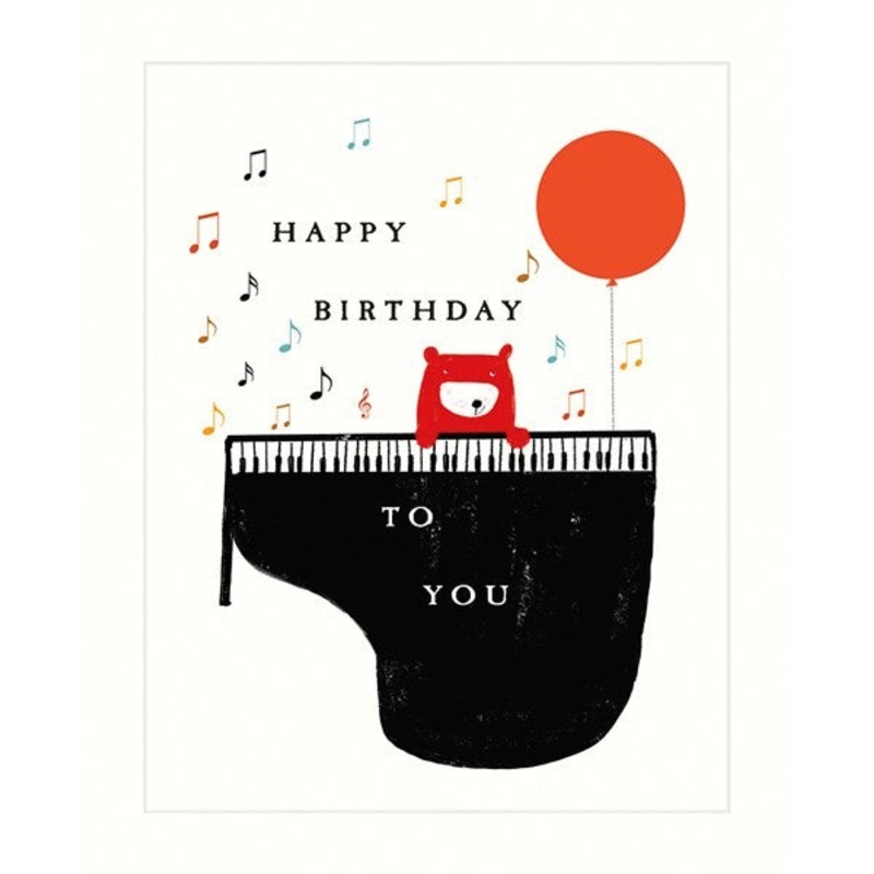 Happy Birthday to You Bear Playing the Piano Card