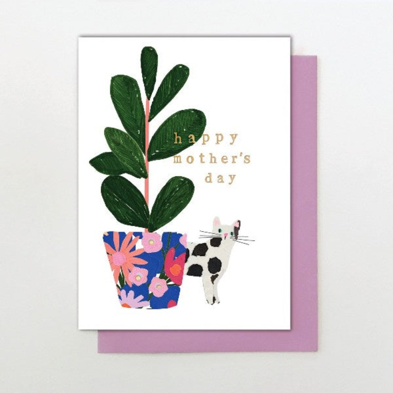 Happy Mother's Day Cat & Plant Card
