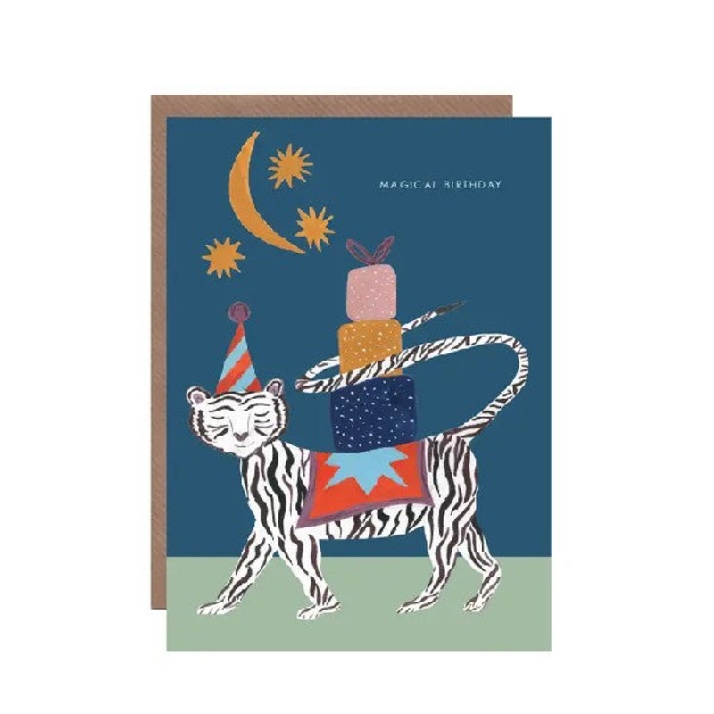 Magical Birthday Snow Tiger Card