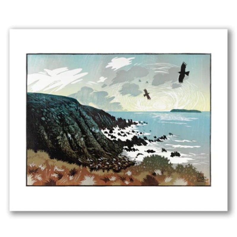 Choughs Circle Linocut Card