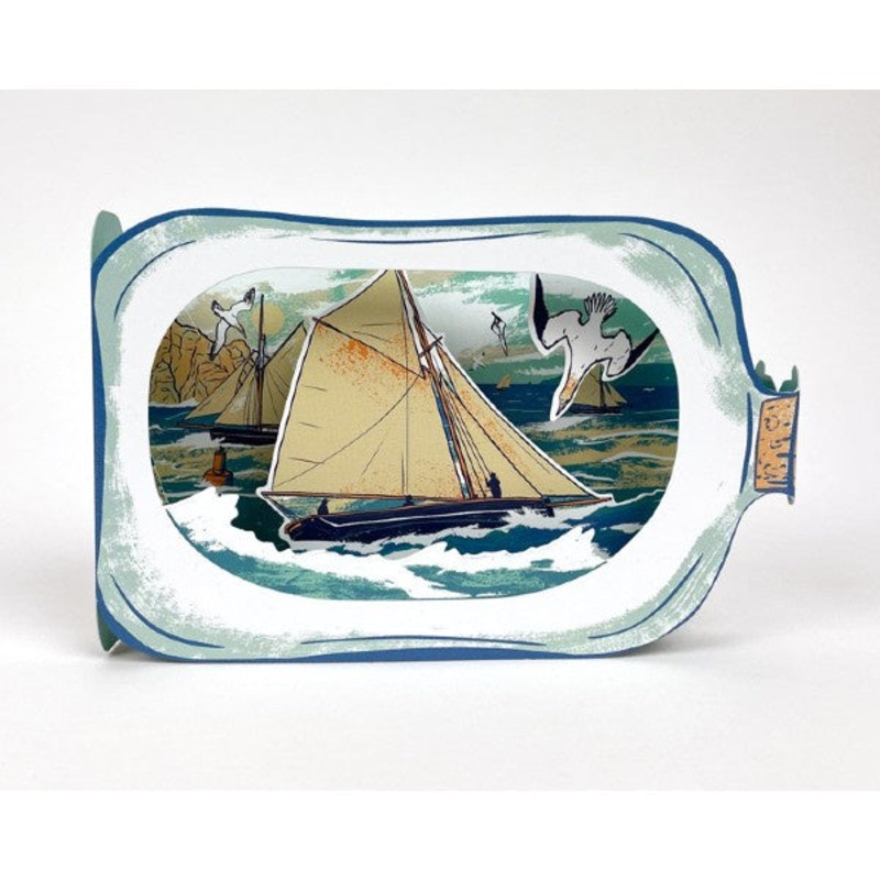 Ship In A Bottle 3D Card by Tom Jay