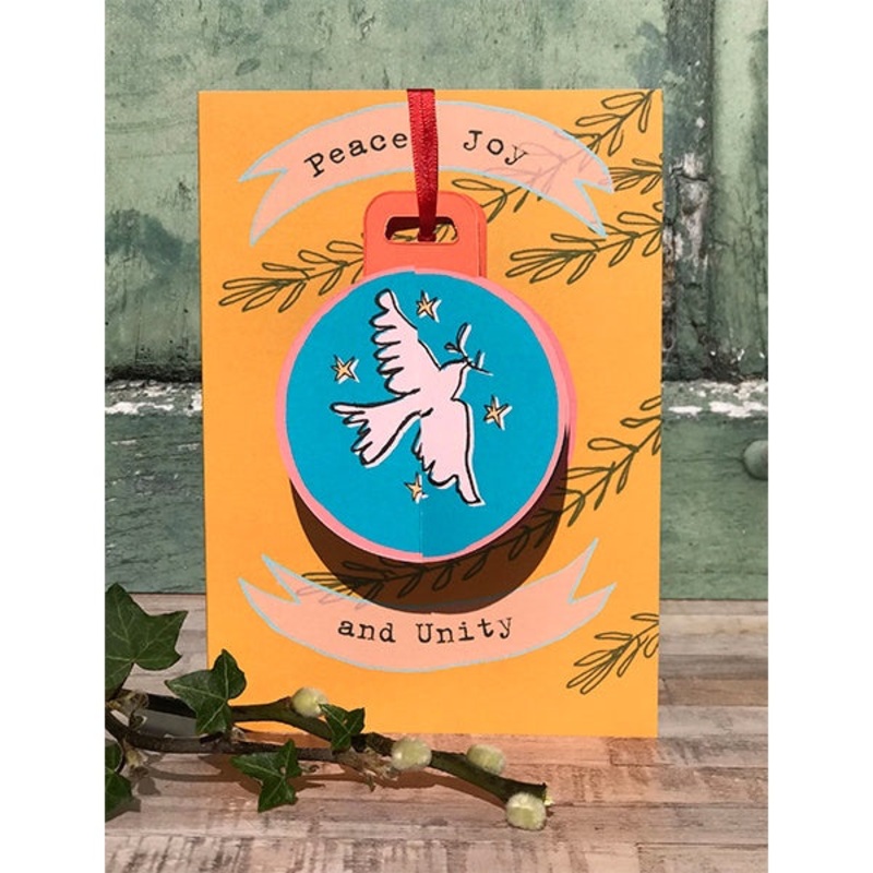 Peace, Joy, and Unity Bauble Christmas Card