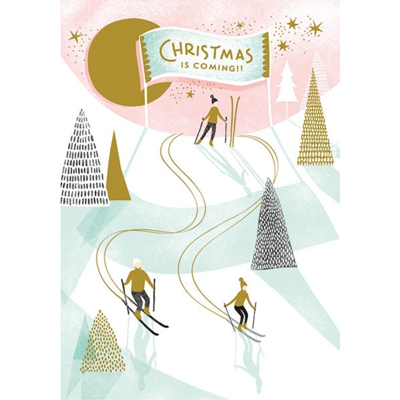 Skiers Christmas Card
