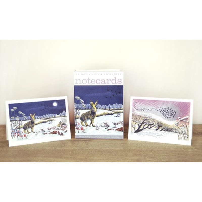 Winter Hares and Starlings Pack of 10 Notecards