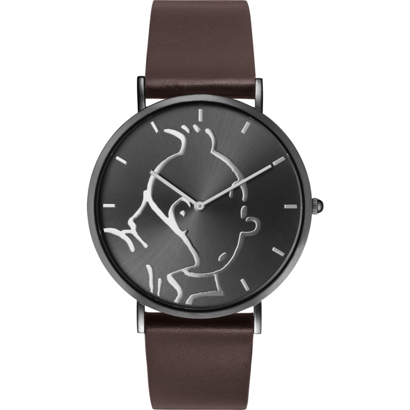 Tintin Watch - Tintin in Anthracite and Brown