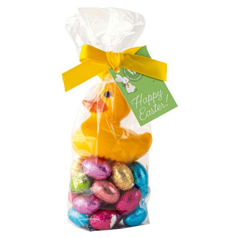 Belgian Chocolate Duck with Foiled Solid Milk Chocolate Mini Eggs