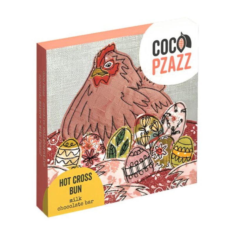 Easter Chicken Hot Cross Bun Milk Chocolate Bar 80g