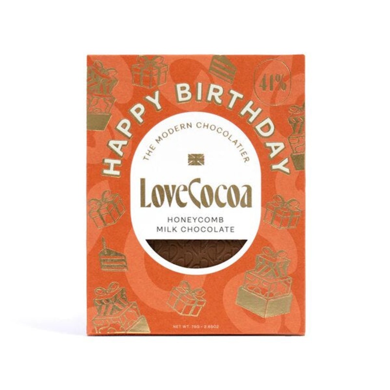 Honeycomb 41% Milk Chocolate Happy Birthday Bar