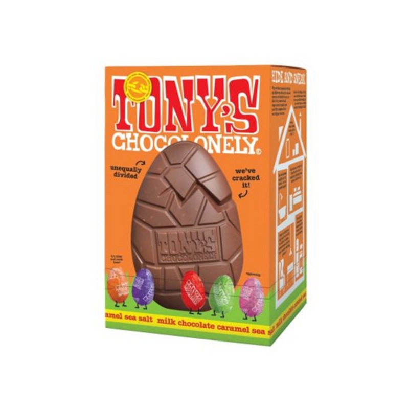 Tony's Chocolonely Hollow Milk Caramel Sea Salt Easter Egg with Mini Eggs