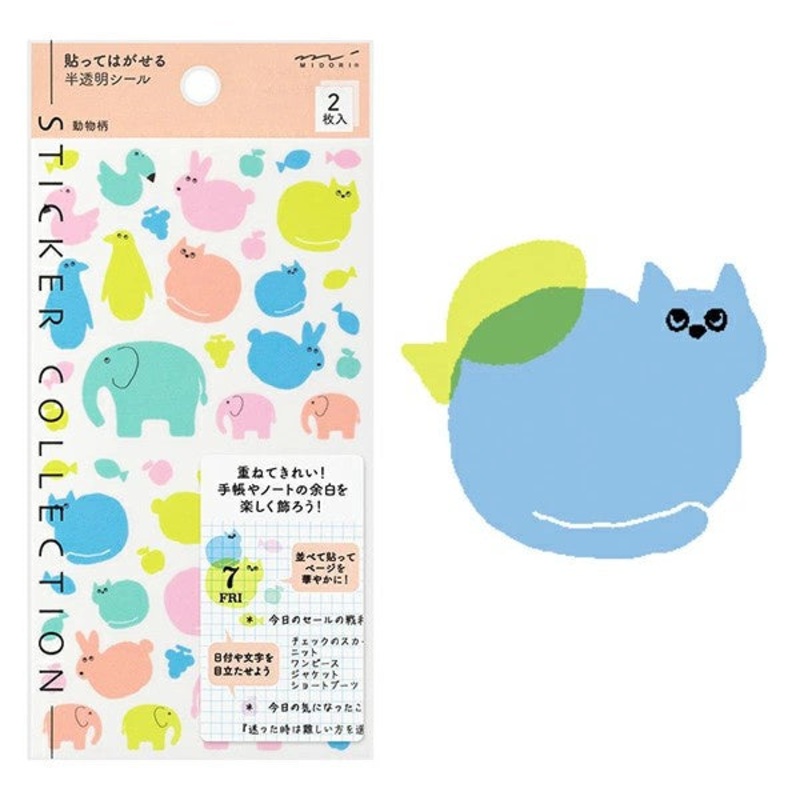 Midori Schedule Stickers Semi-Transparent Animal