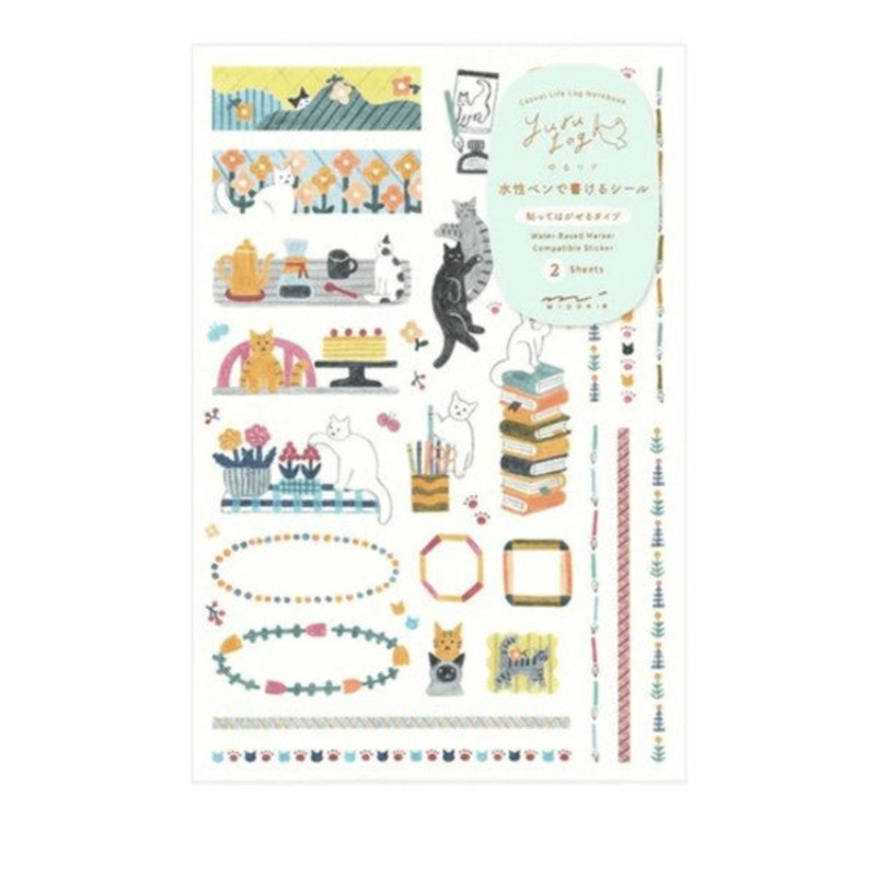 Midori Yuru Log Sticker Sheets Cats