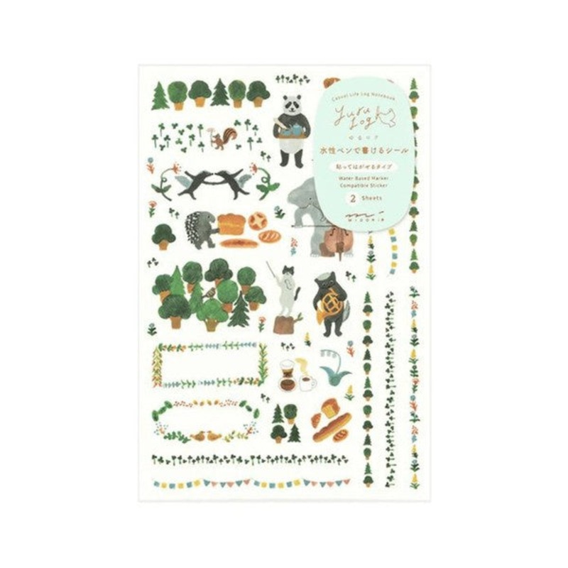 Midori Yuru Log Sticker Sheets Forest Animals