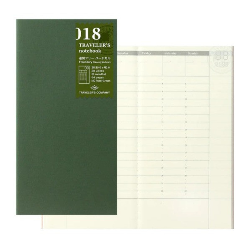 Traveler's Notebook Refill Free Diary Weekly Vertical 018