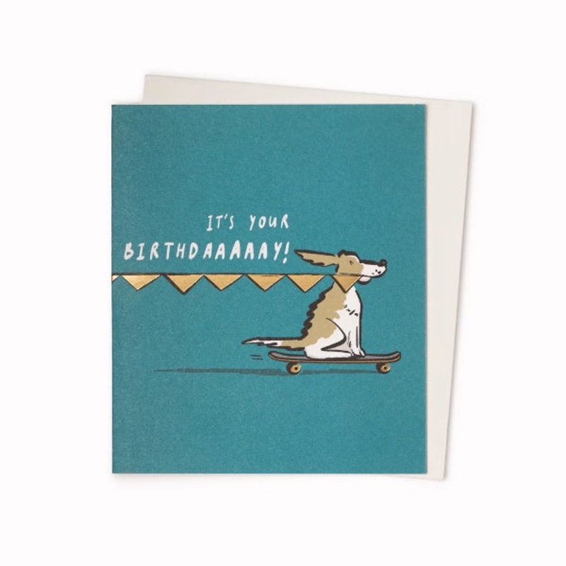 Dog On Skateboard Birthday Card