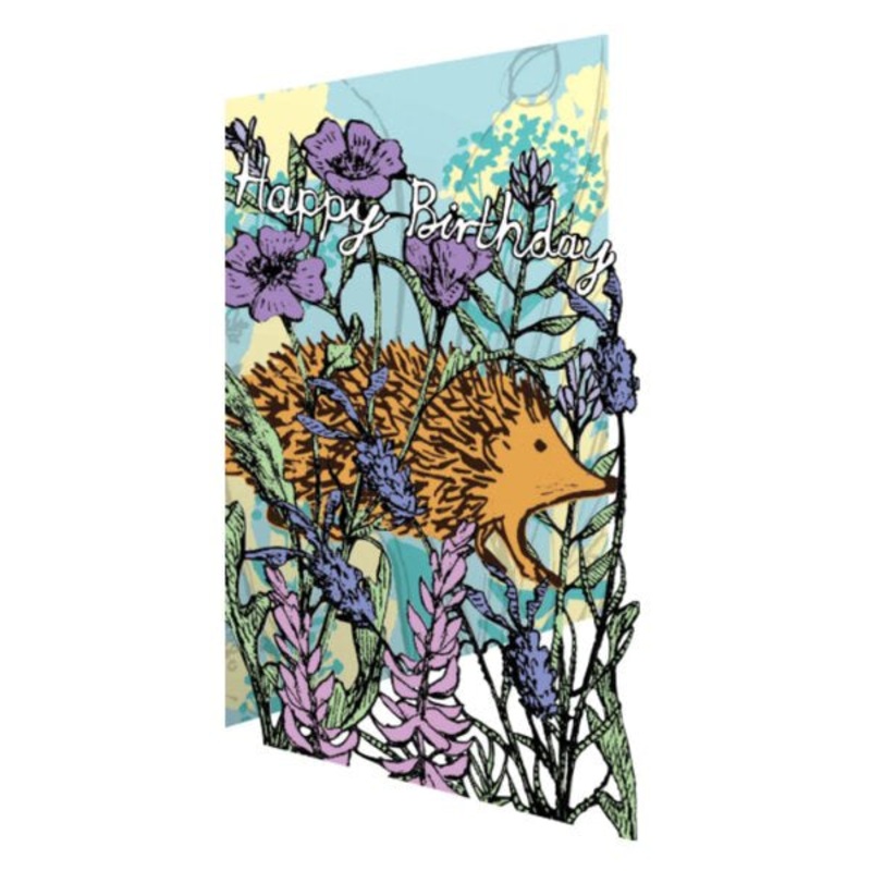 Hedgehog Laser Cut Happy Birthday Card