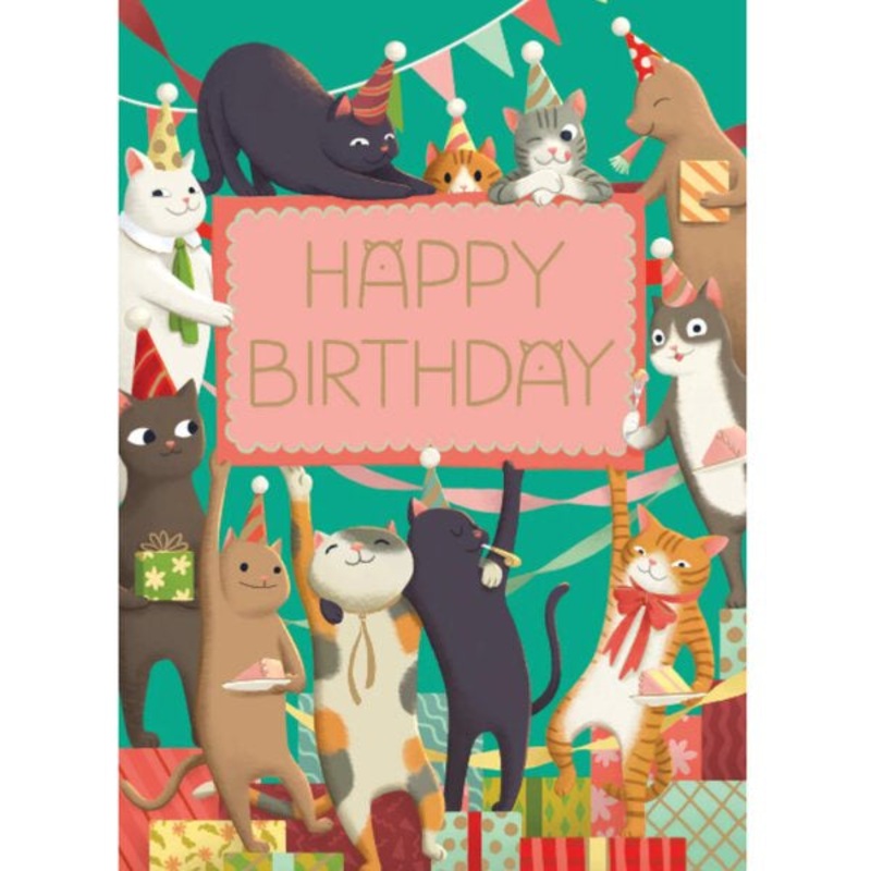 Party Cats Happy Birthday Card