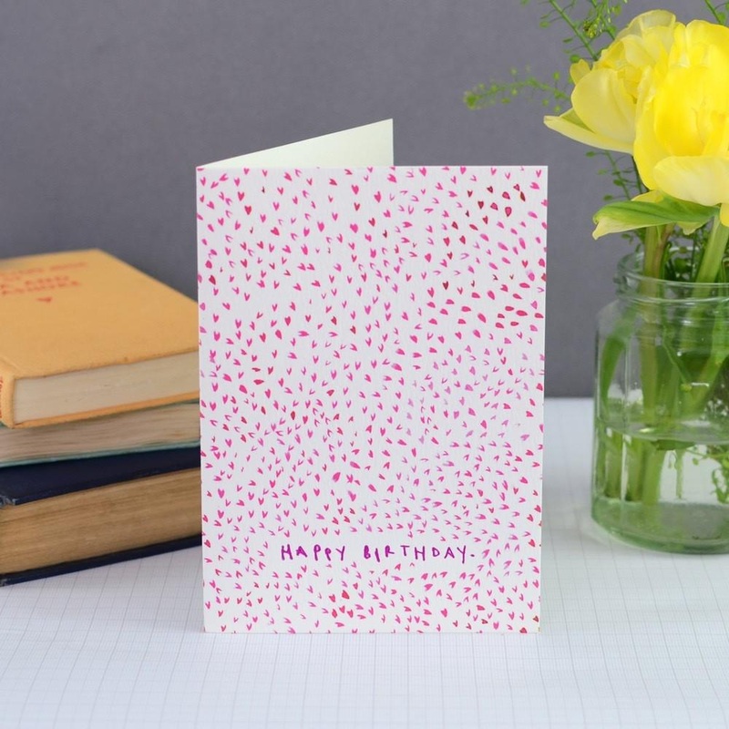 Mini Pink Hearts Happy Birthday Card
