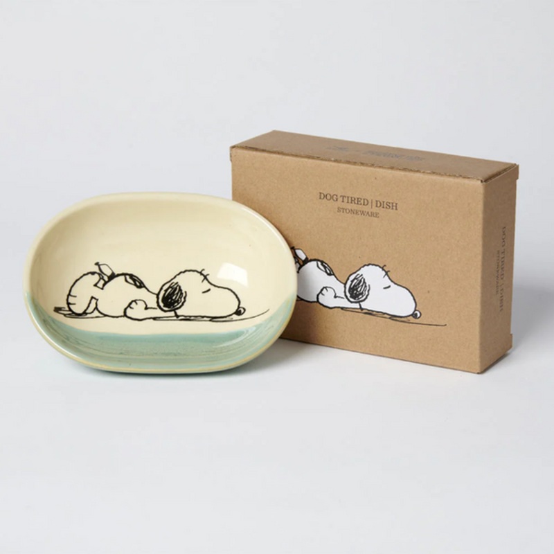 Dog Tired Peanuts Stoneware Dish