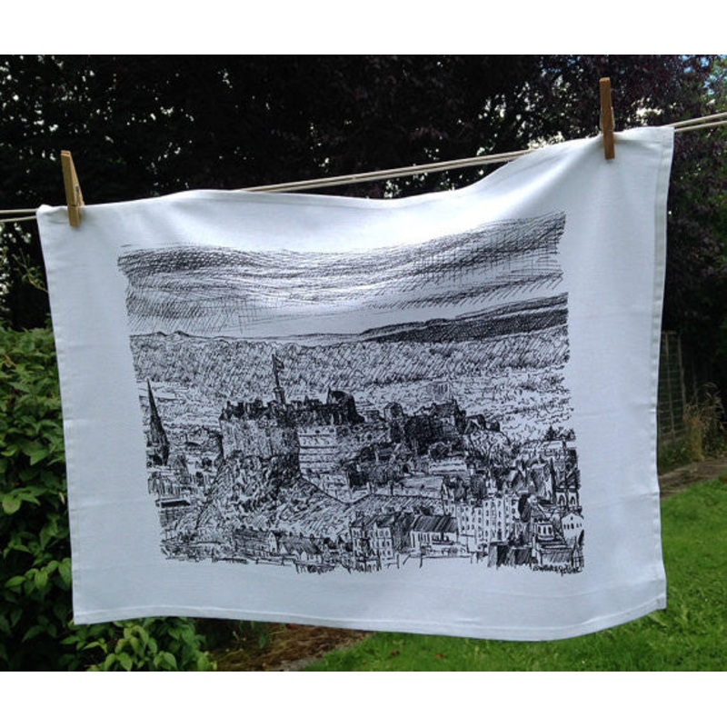 Edinburgh Sketcher Tea Towel Skyline