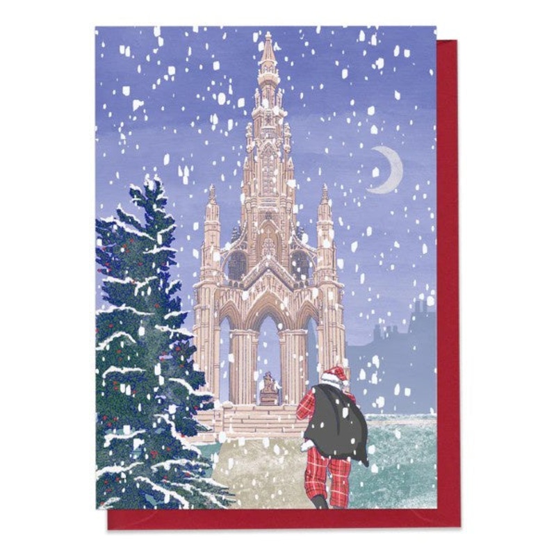 Tartan Santa Scott Monument Christmas Card