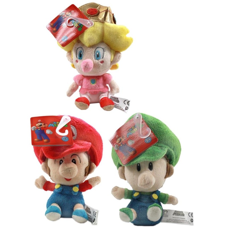Super Mario Brothers 5" Plush Baby Set Of 3: Mario, Luigi, Peach