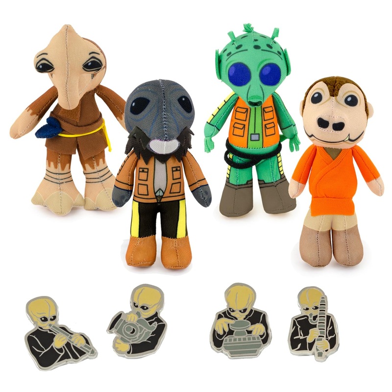Cantina Villains Plush Set of 4 And 4 Exclusive Cantina Band Enamel Pins