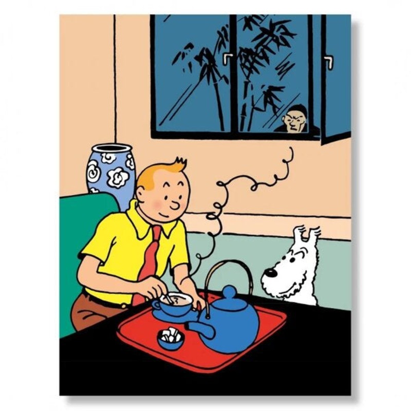 Tintin Drinking Tea Poster