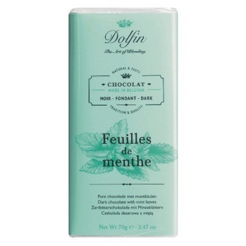 Dolfin Dark Chocolate With Mint Leaves