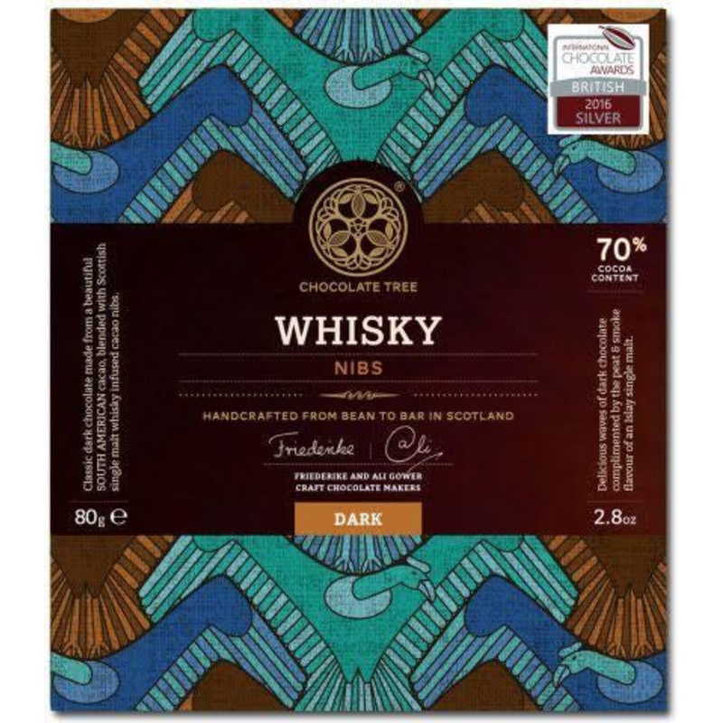 Bean to Bar Dark Chocolate Whisky Nibs 70%