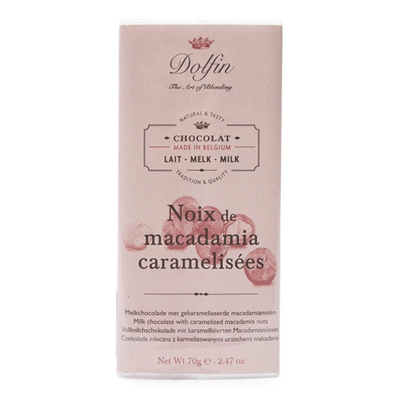 Dolfin Caramelised Macadamia Nuts Milk Chocolate Bar