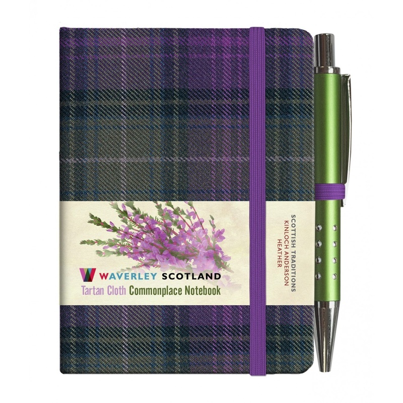 Mini Tartan Notebook with Pen - Heather