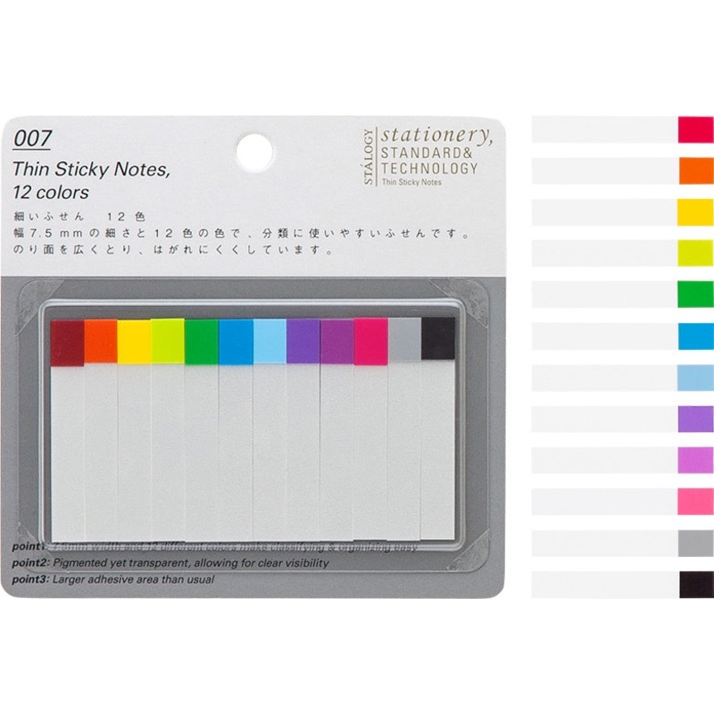 Thin Sticky Notes 12 Colours