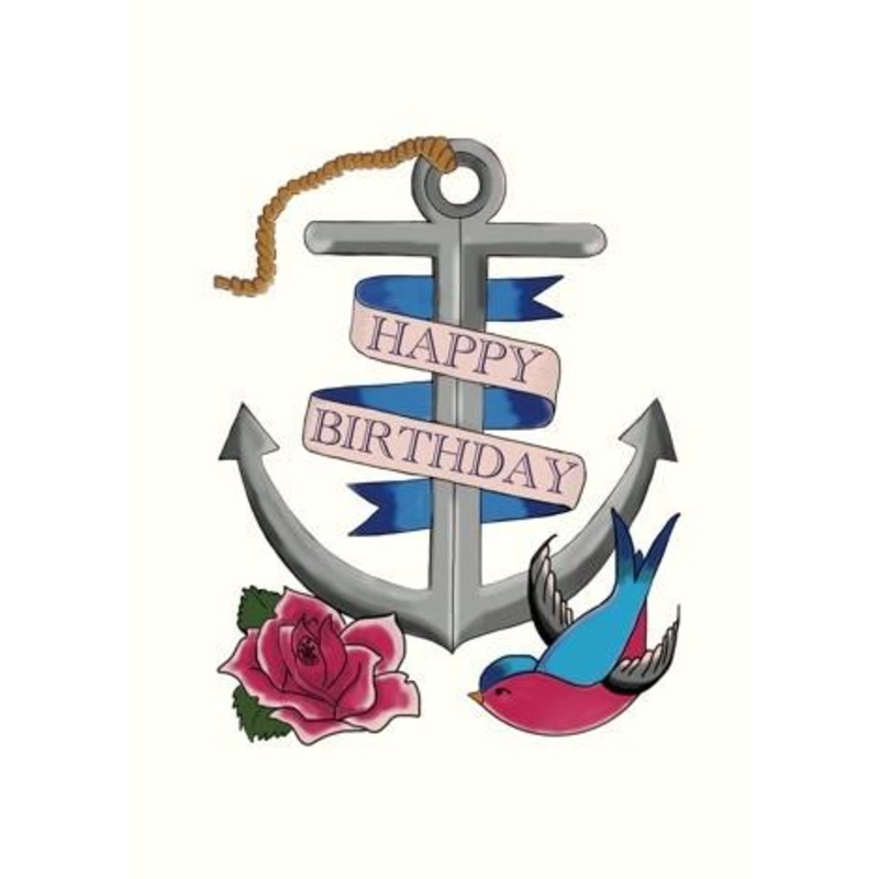 Happy Birthday Anchor Tattoo Card