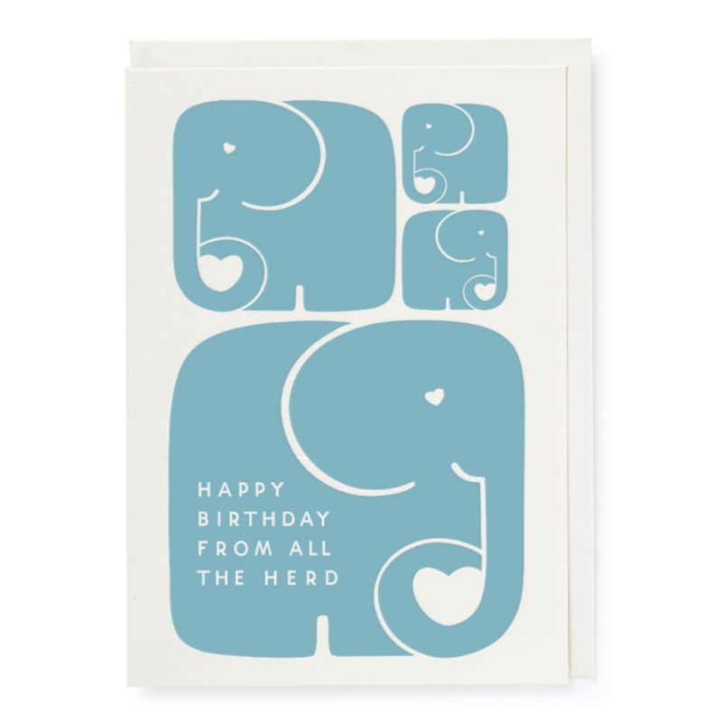 Happy Birthday From All the Herd Elephants Card