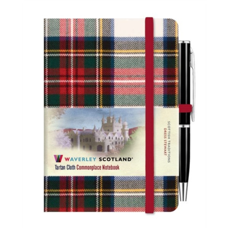 Tartan Cloth Notebook with Pen  - Dress Stewart