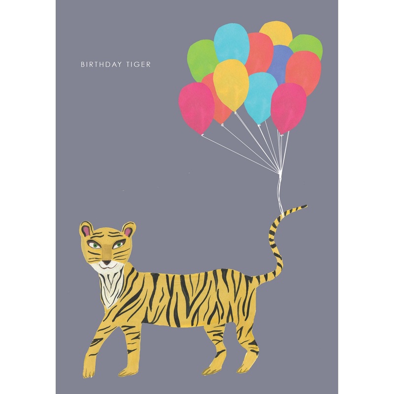 Birthday and Balloons Tiger Card